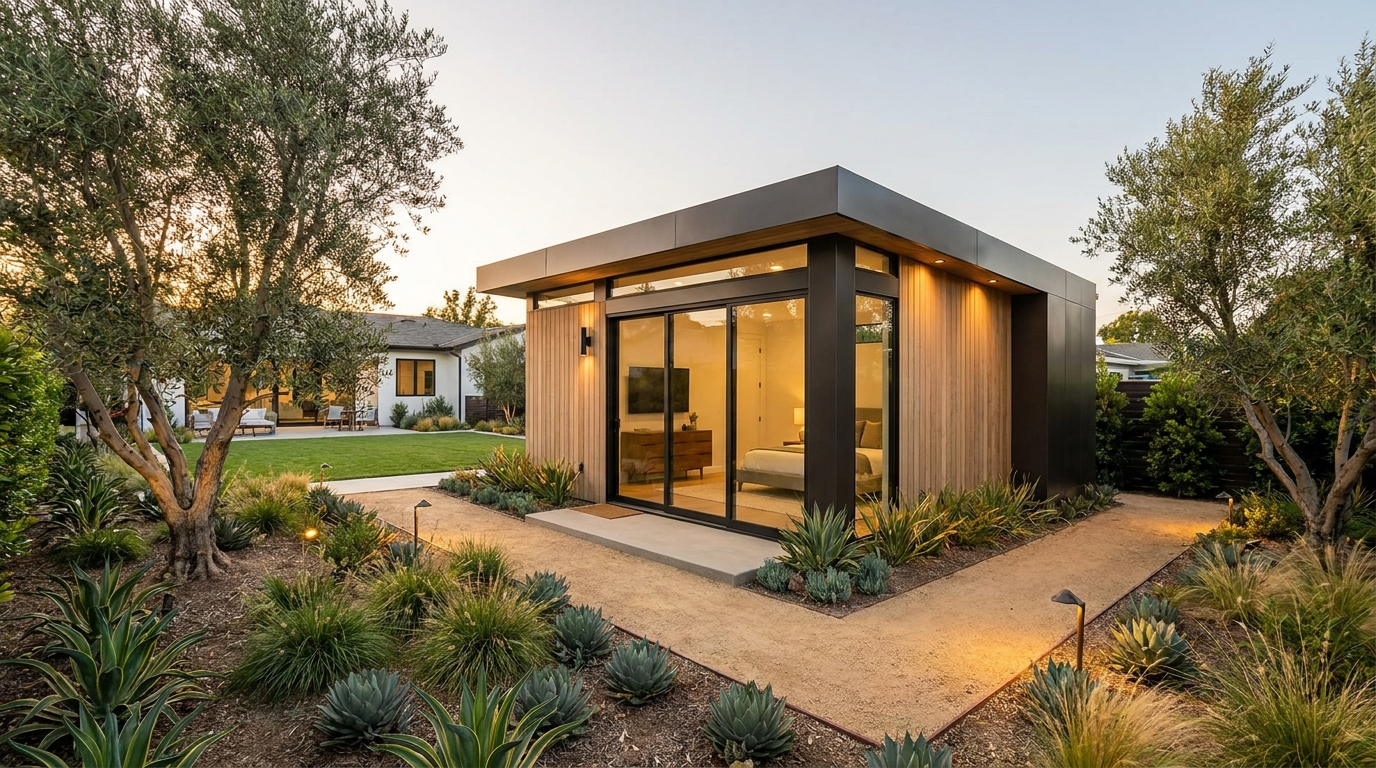 Modern detached ADU in an Orange County backyard with rental income potential